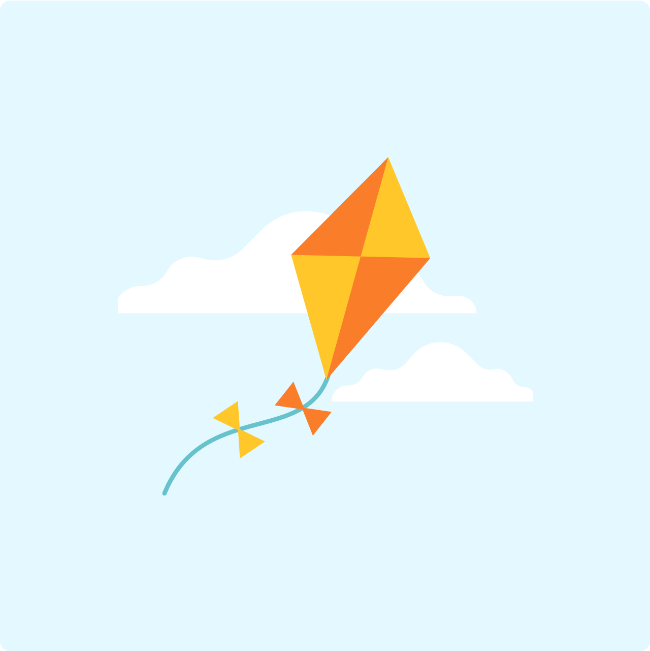 Kite flying the sky surrounded by clouds