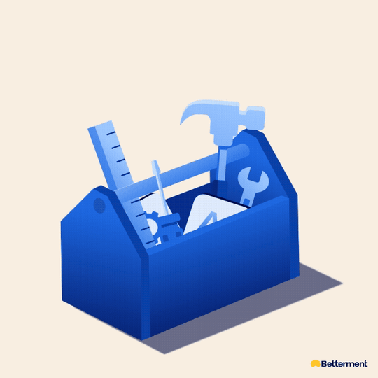 An animation of an illustrated toolbox with traditional and AI tools.