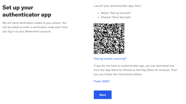 How can I set up an authenticator app on my mobile device?