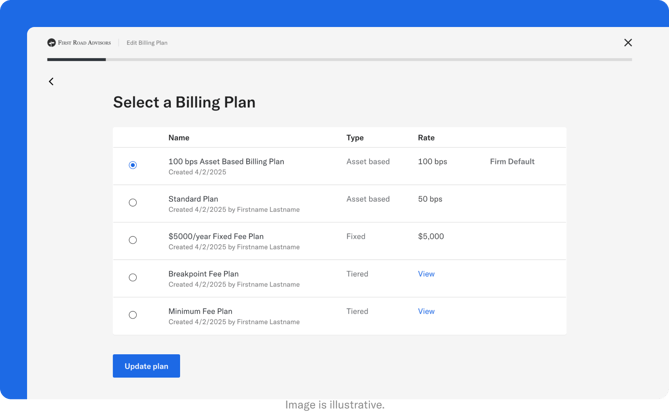 Billing plan