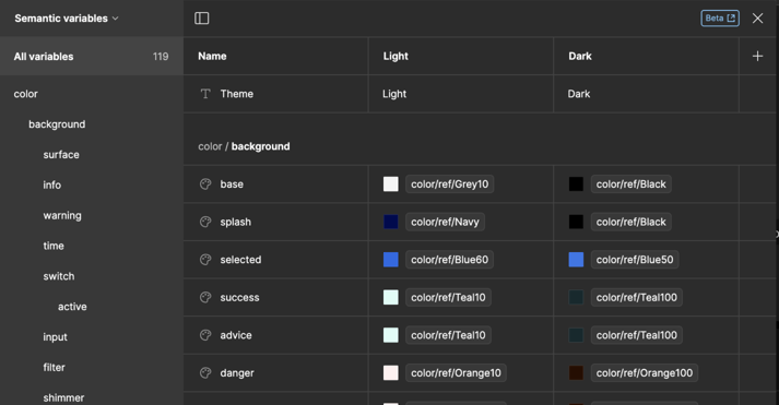 dark mode color palette