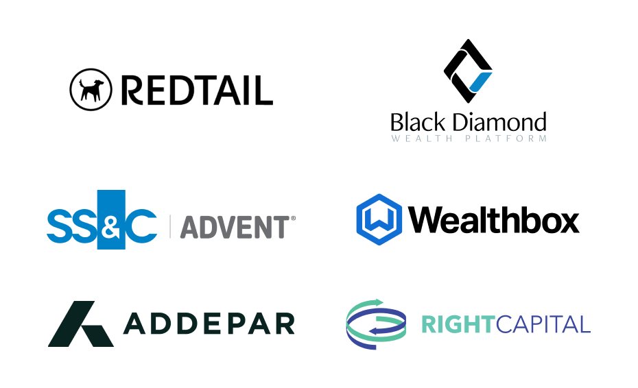 A list of some of the clients that Betterment integrates with, including Redtail, Black Diamond Wealth Platform, SS&C Advent, Wealthbox, Addepar, and RightCapital