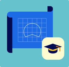 A blueprint with Betterment logo on it next to a graduation cap