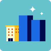 An illustration of a building next to a tall bar graph.