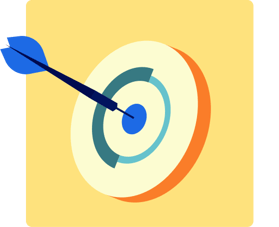 A dart stuck in the bullseye of a target