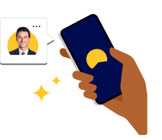 an illustration of someone using the Betterment app to speak with a financial advisor