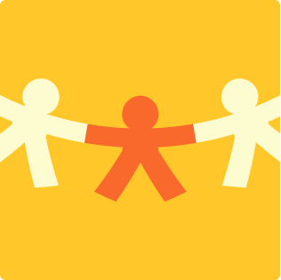 a string of paper cutout people holding hands.
