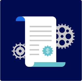 A payroll in front of 2 gears.