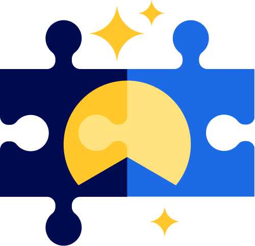 Two puzzle pieces with a Betterment logo overlaid on them.