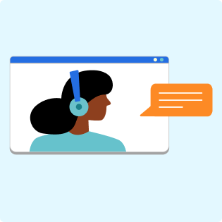 A support person talking on a browser window.