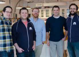 From the left: Avi Lederman, data warehousing engineer; Yuriy Goldman, engineering lead; Jon Mauney, data analyst; Nick Petri, data analyst; and Andrew Weisgall, marketing analyst. 