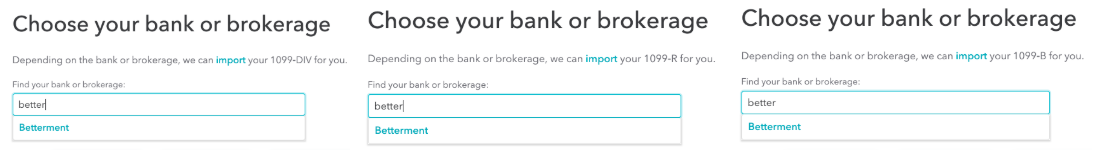 Screenshot from Turbotax website of importing steps