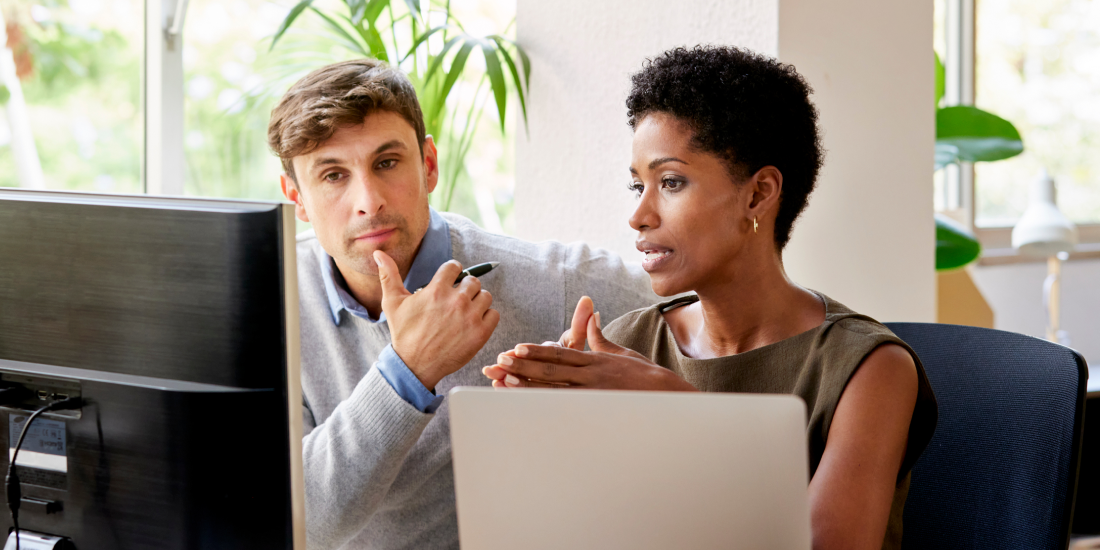 An advisor talking with a client.