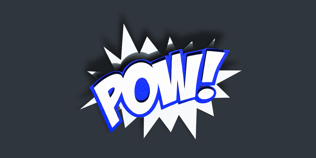 Blue and White Comic Book POW Bubble
