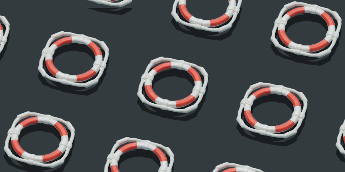 safety rings on a black background