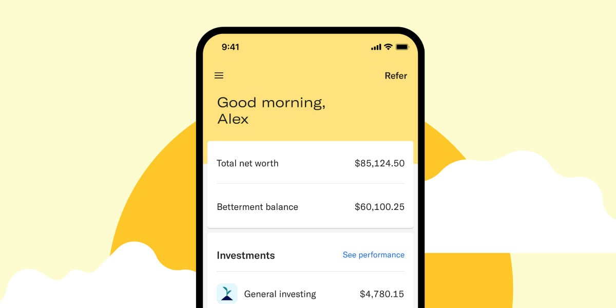 betterment mobile illustration with floating parts