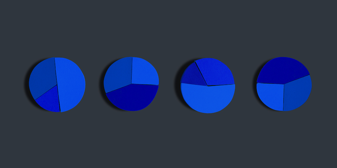 blue pie charts on black