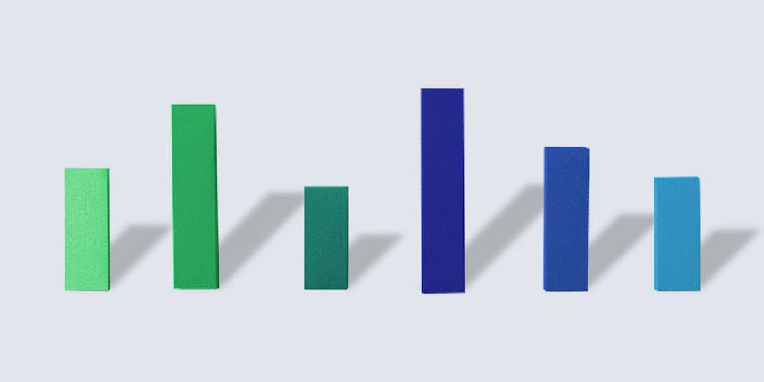 colorful chart bars with shadow