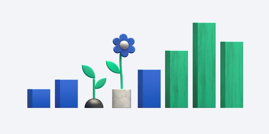 flow resting in upward bar chart