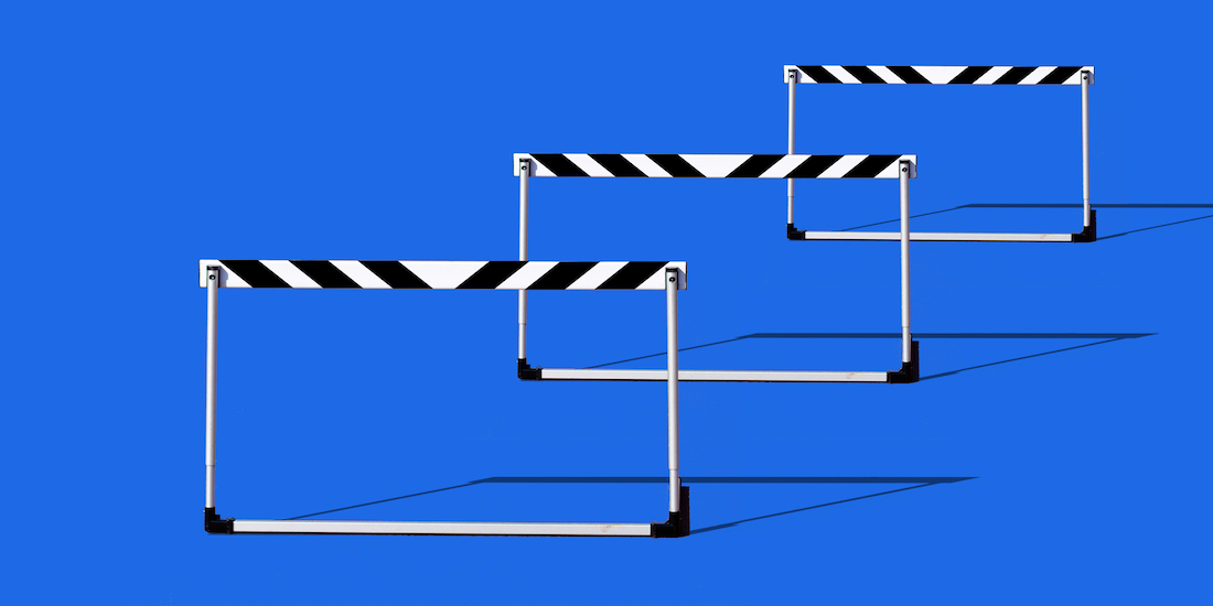 hurdles in blue