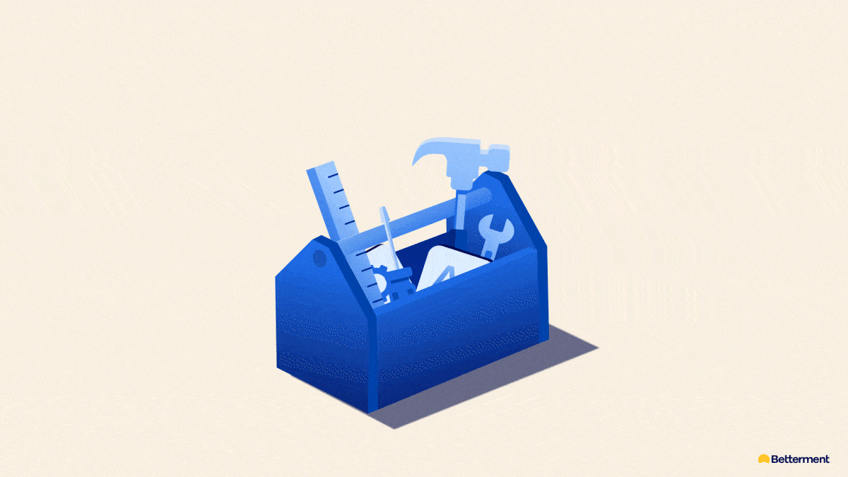 An animation of an illustrated toolbox with traditional and AI tools.