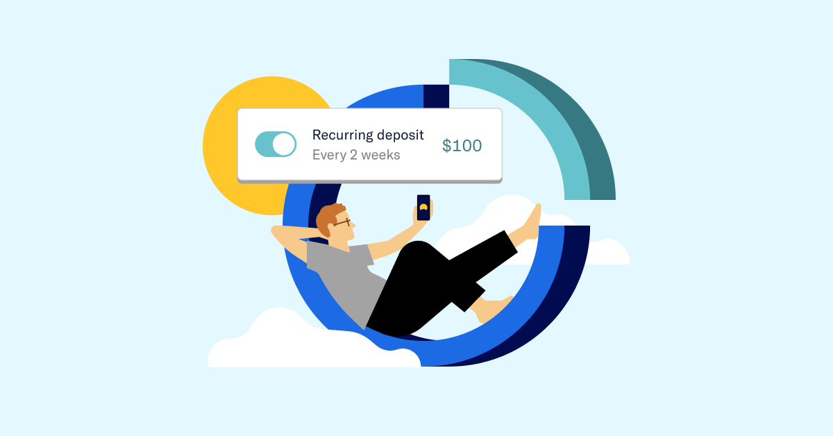 Person sitting inside pie chart