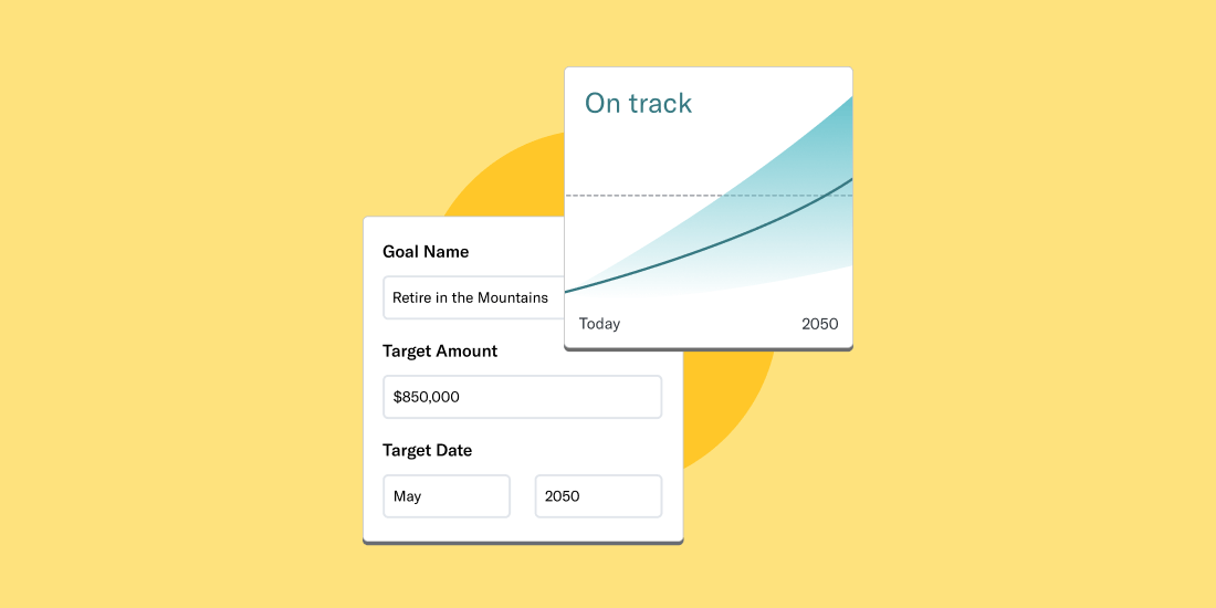 Retirement goal next to on track graph