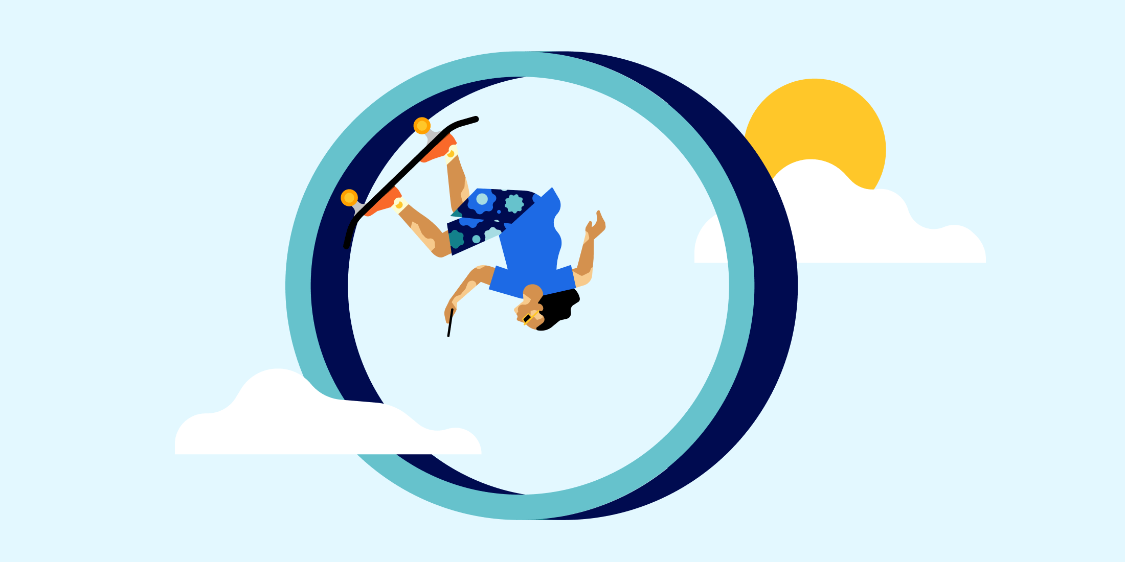 skateboarder inside loop