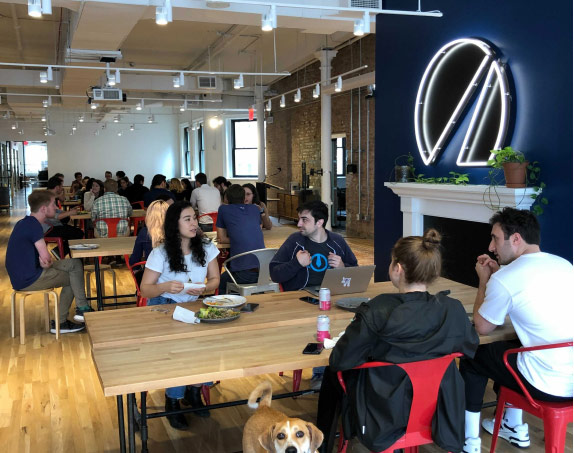 Betterment office, Flatiron building, and a zoom meeting of Betterment employees.