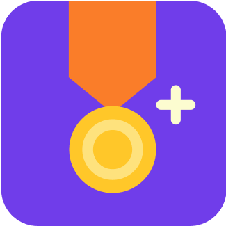 Crypto coin ribbon medal with a plus sign