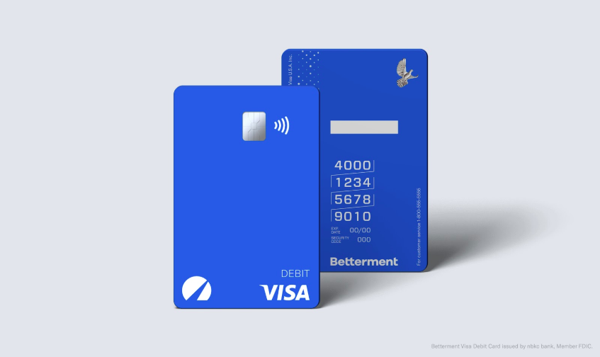 Front and black of our blue debit card