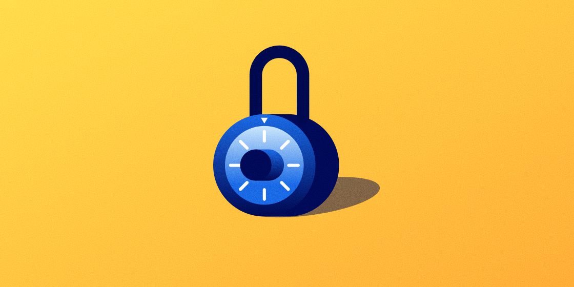 Blue lock on yellow background.