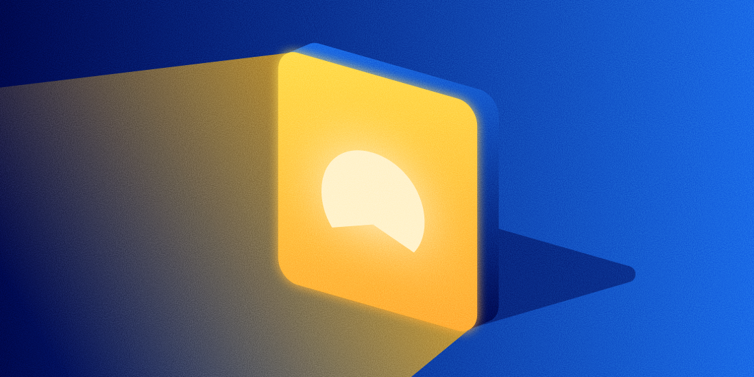 Yellow boc on blue background